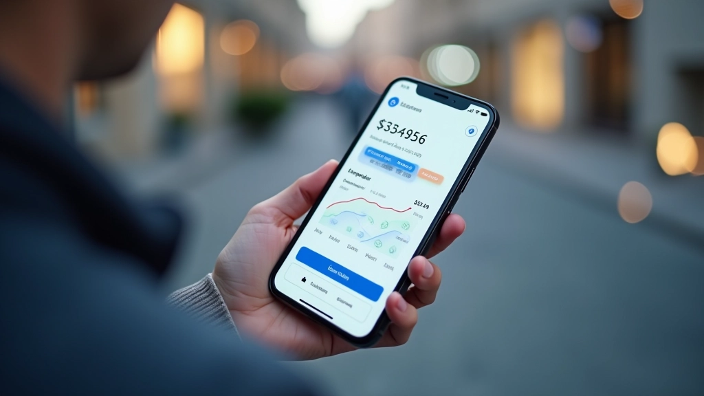 Interface de gestion financière moderne sur mobile, application bancaire numérique avec graphiques et statistiques financières